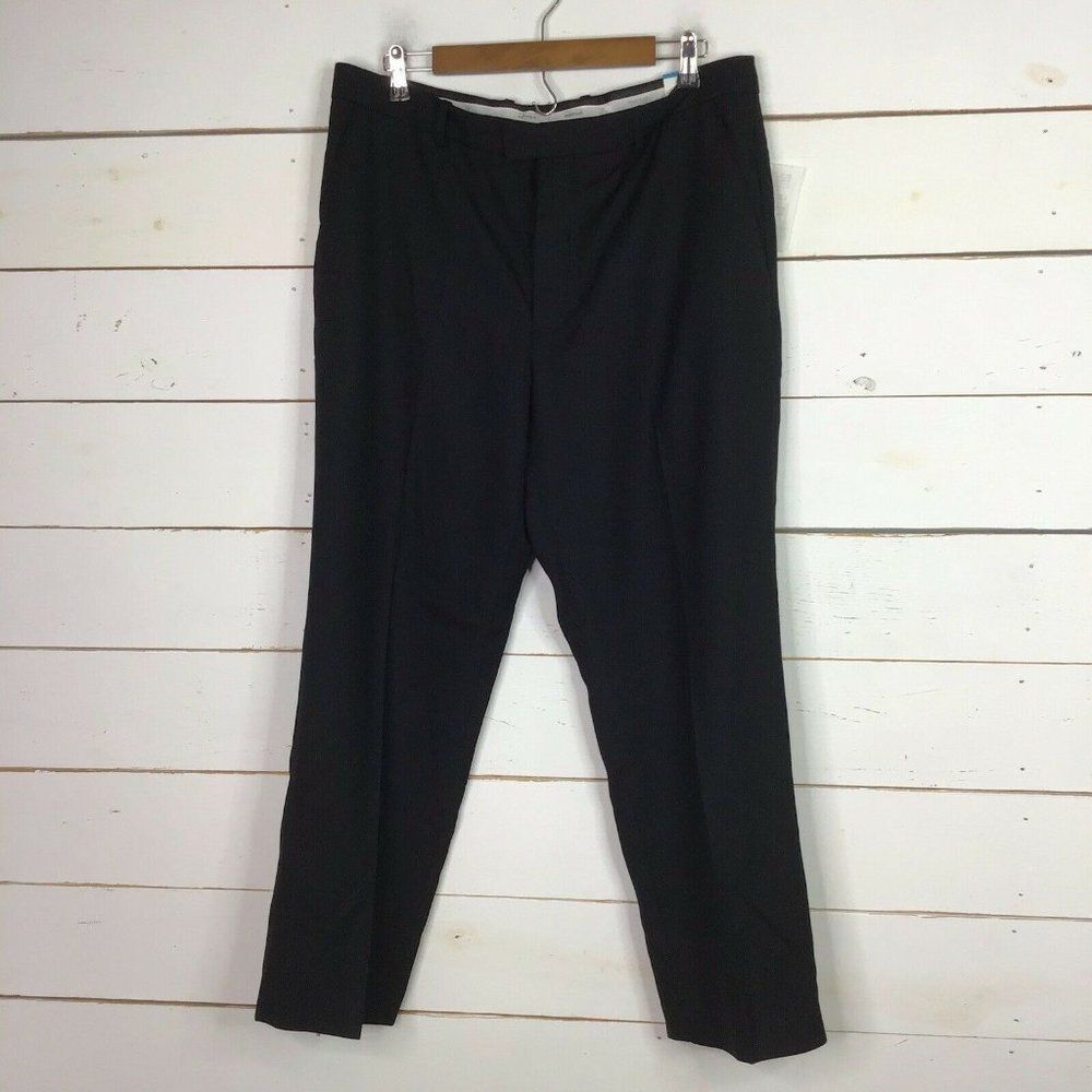 New Perry Ellis Dress Pants Travel Luxe Non Iron Classic Shark Black Men's 36X30